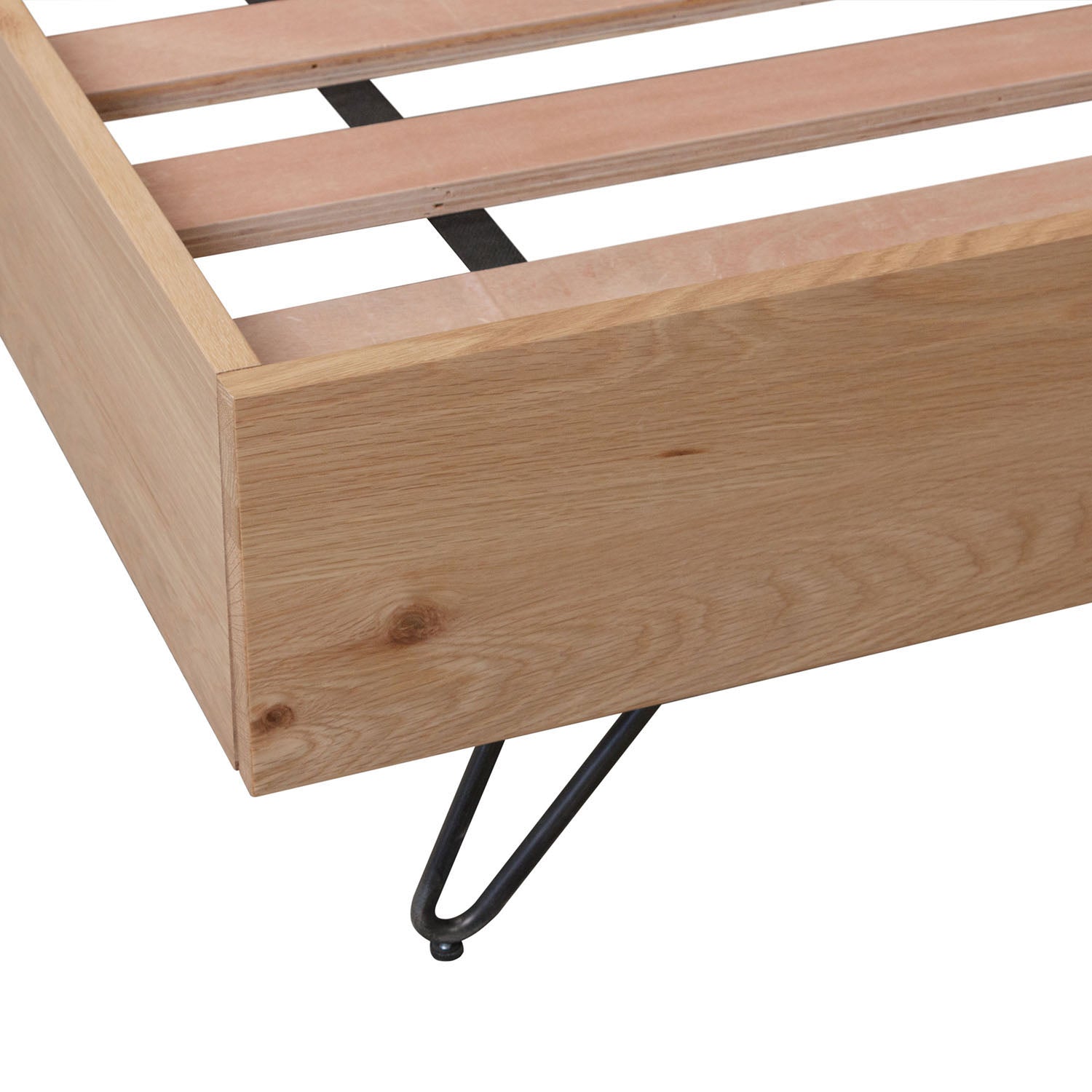 Industrial Oak 6ft (180cm) Bed - Fabric Headboard