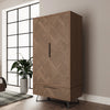Havana Industrial Oak Wardrobe - 2 Door