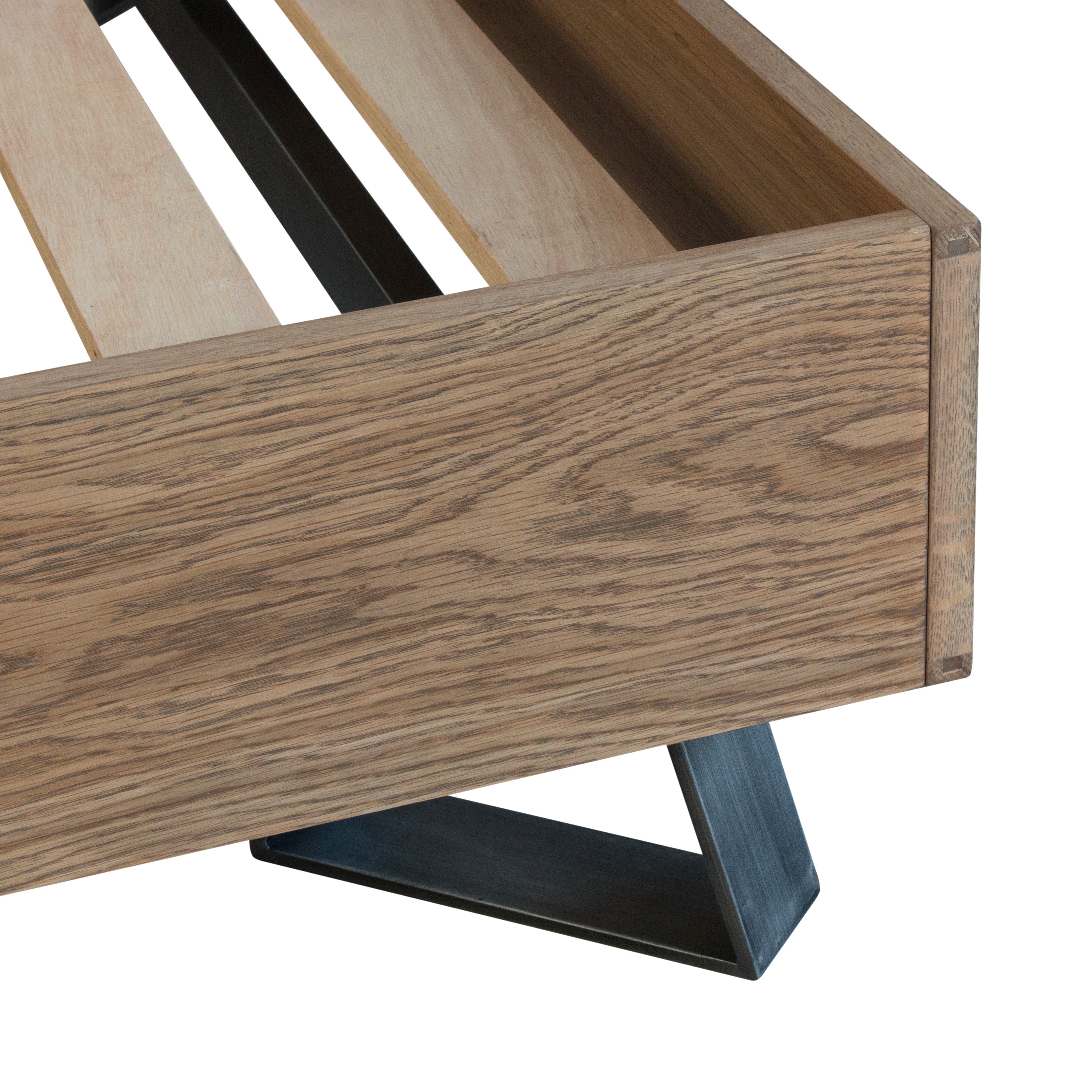 Havana Industrial Oak 5ft (150cm) Bed - Fabric Headboard