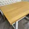 Montgomery Corner Dining Bench Set with Backs, PLUS Earlham Fixed Dining Table in Grey with Oak Top - Left Hand Facing