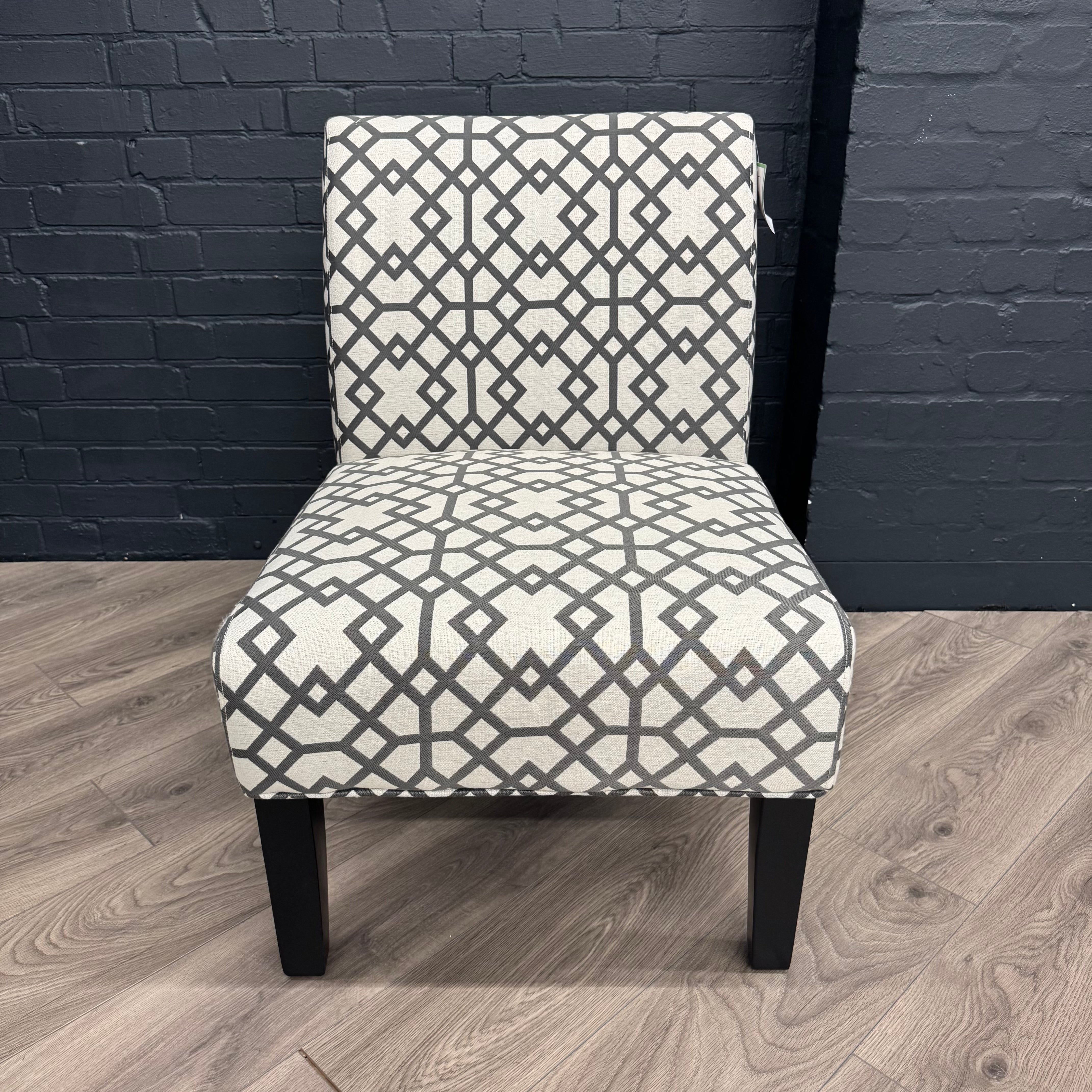 Fabric Slipper Accent Chair - Geometric Pattern