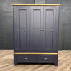 Norfolk Oak & Blue Painted - 3 Door Wardrobe