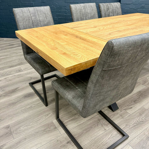 Fusion Oak Small Table PLUS x6 Retro Fusion Dining Chairs + Extension Leaf