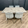 Fusion Stone Small Table PLUS x4 Light Grey Arana Dining Chairs