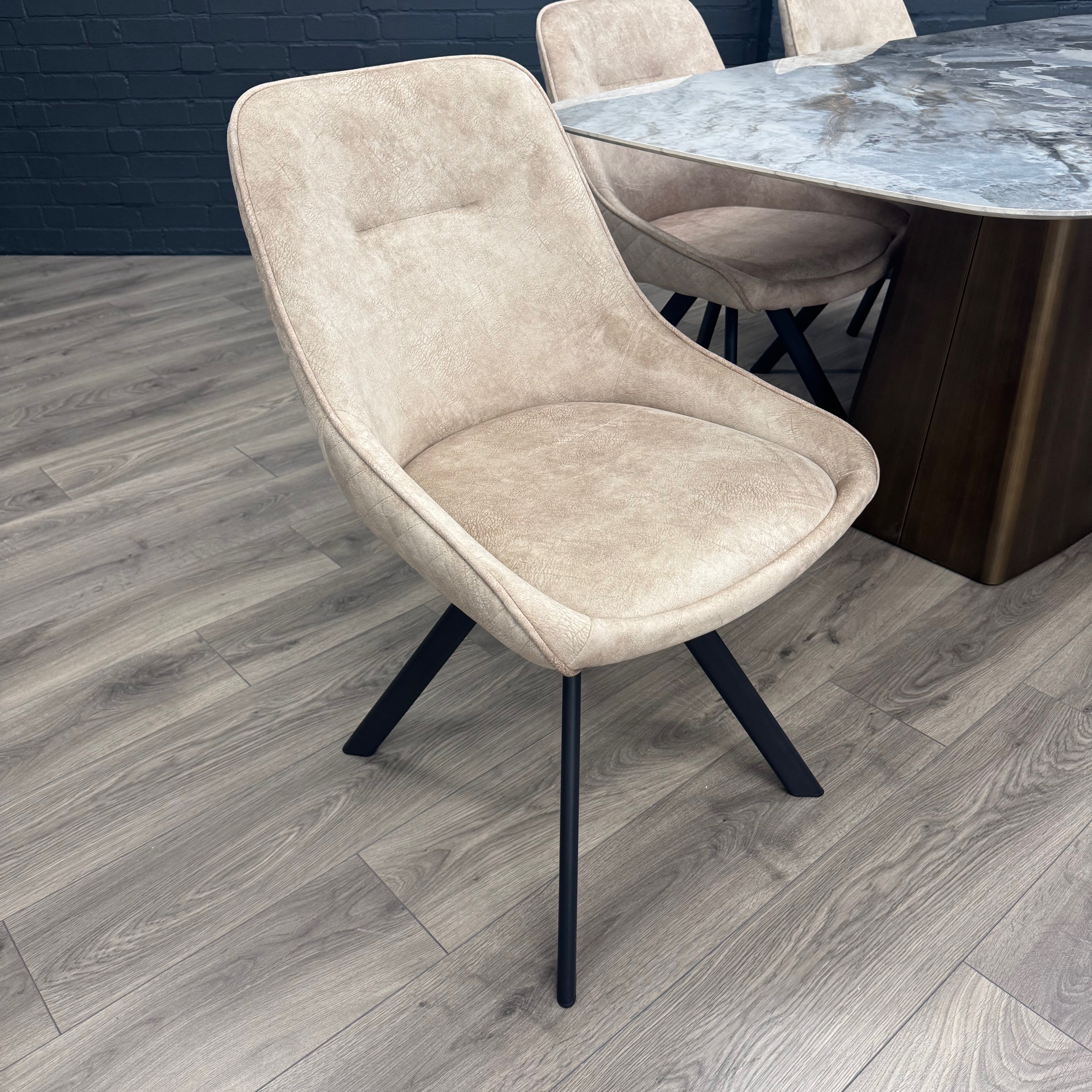 Chicago 1.8m Dining Table PLUS X4 Chicago Taupe Dining Chairs