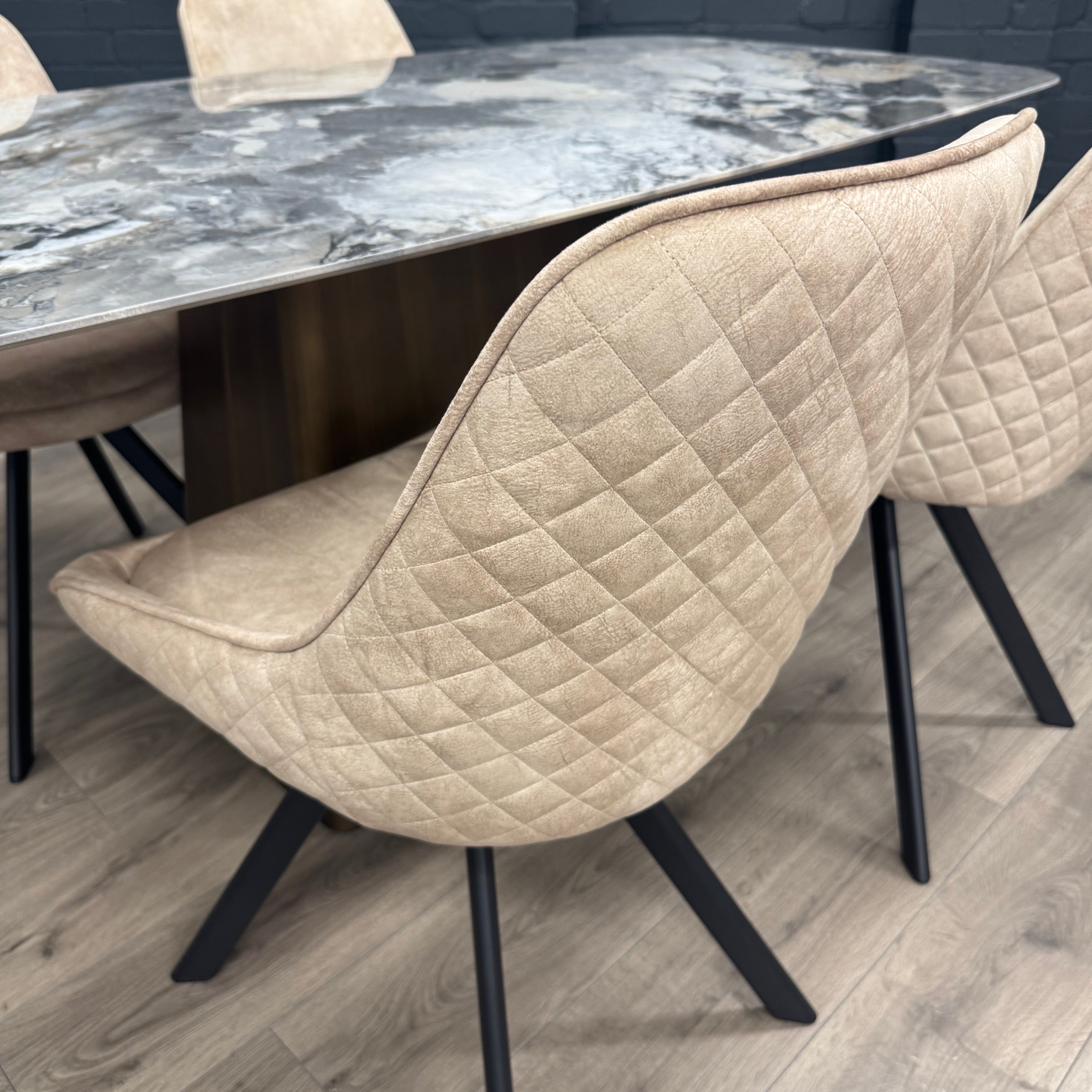 Chicago 1.8m Dining Table PLUS X4 Chicago Taupe Dining Chairs