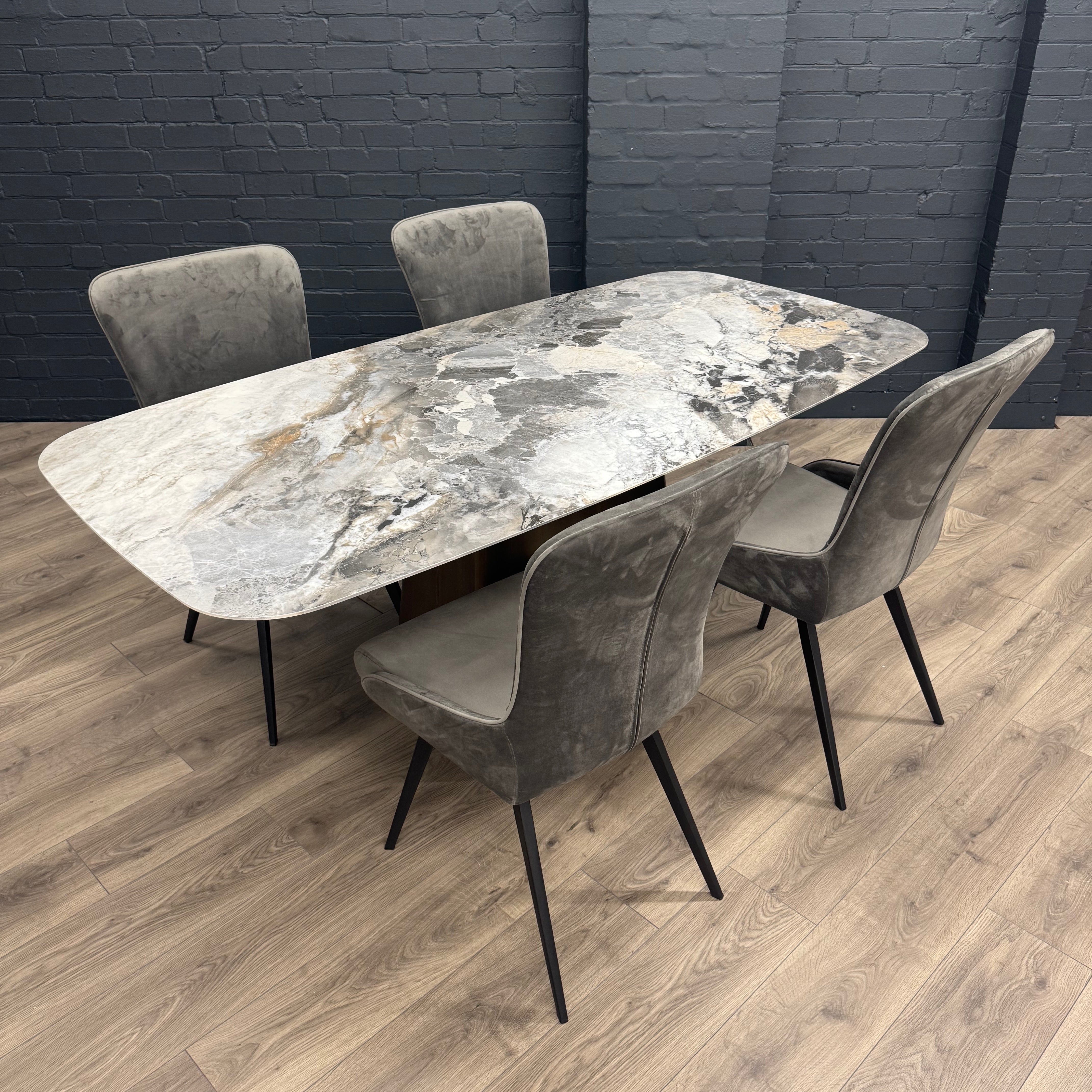 Chicago 1.8m Dining Table PLUS X4 Austin Grey Dining Chairs