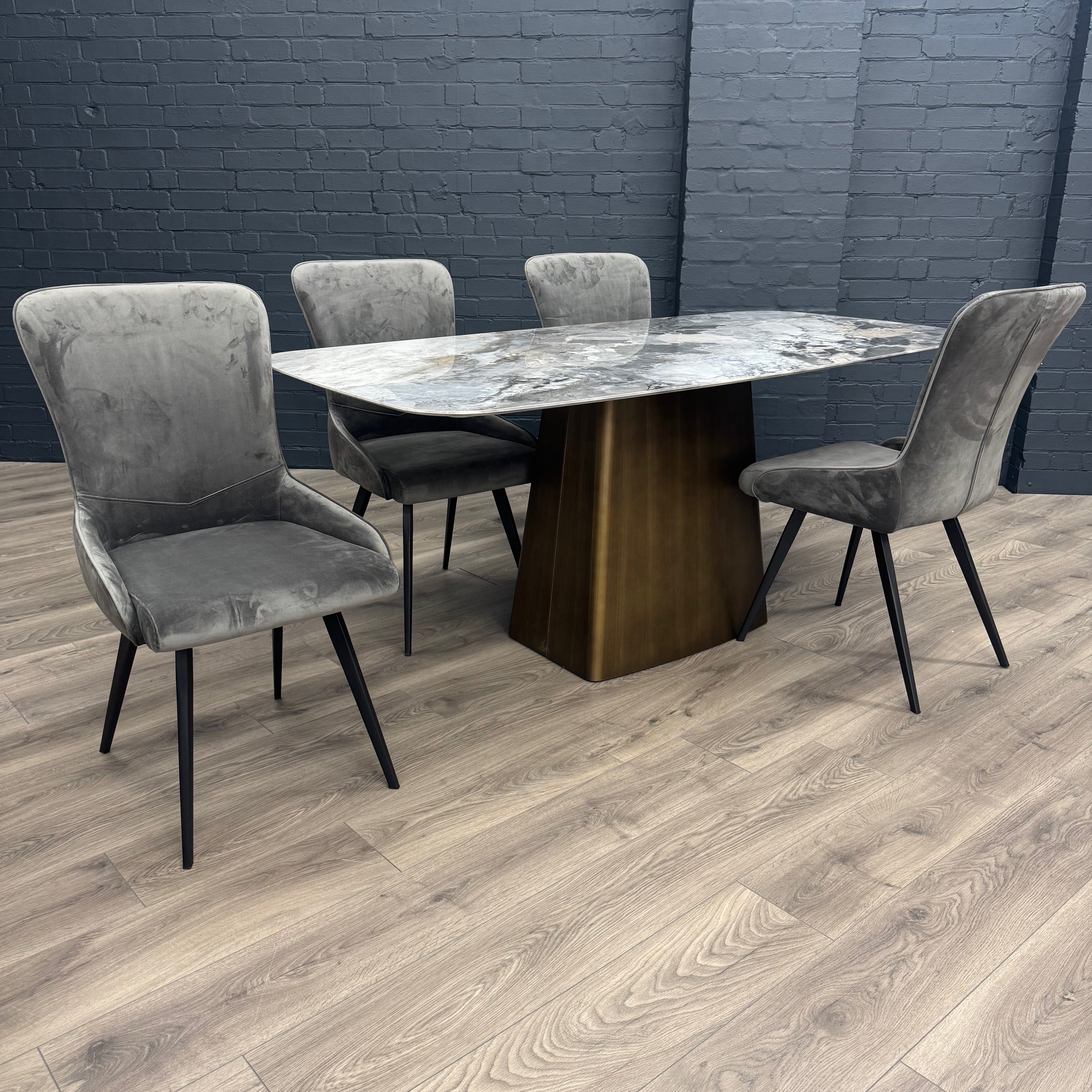 Chicago 1.8m Dining Table PLUS X4 Austin Grey Dining Chairs