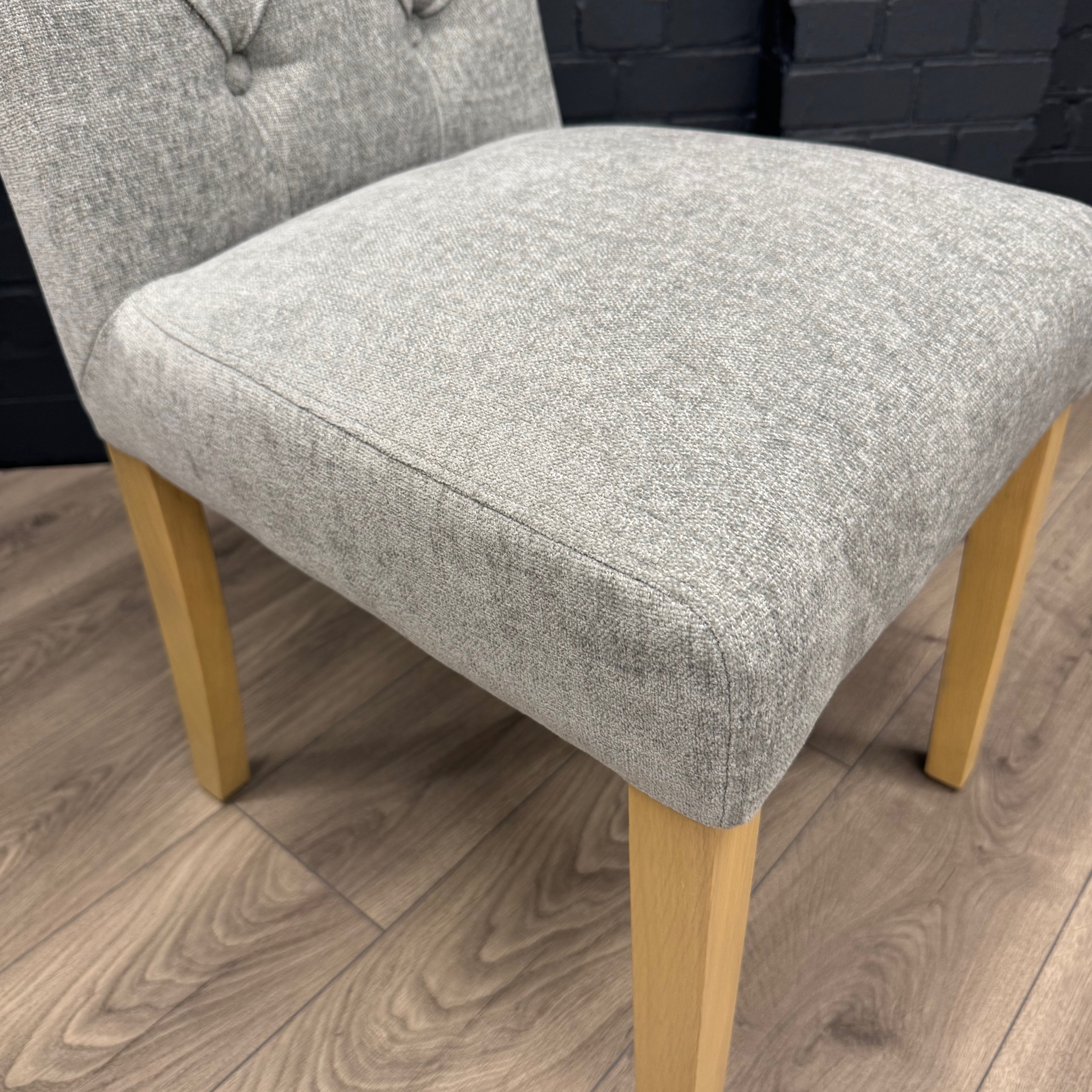 Martley Fabric Scroll Top, Button Back Dining Chair - Grey