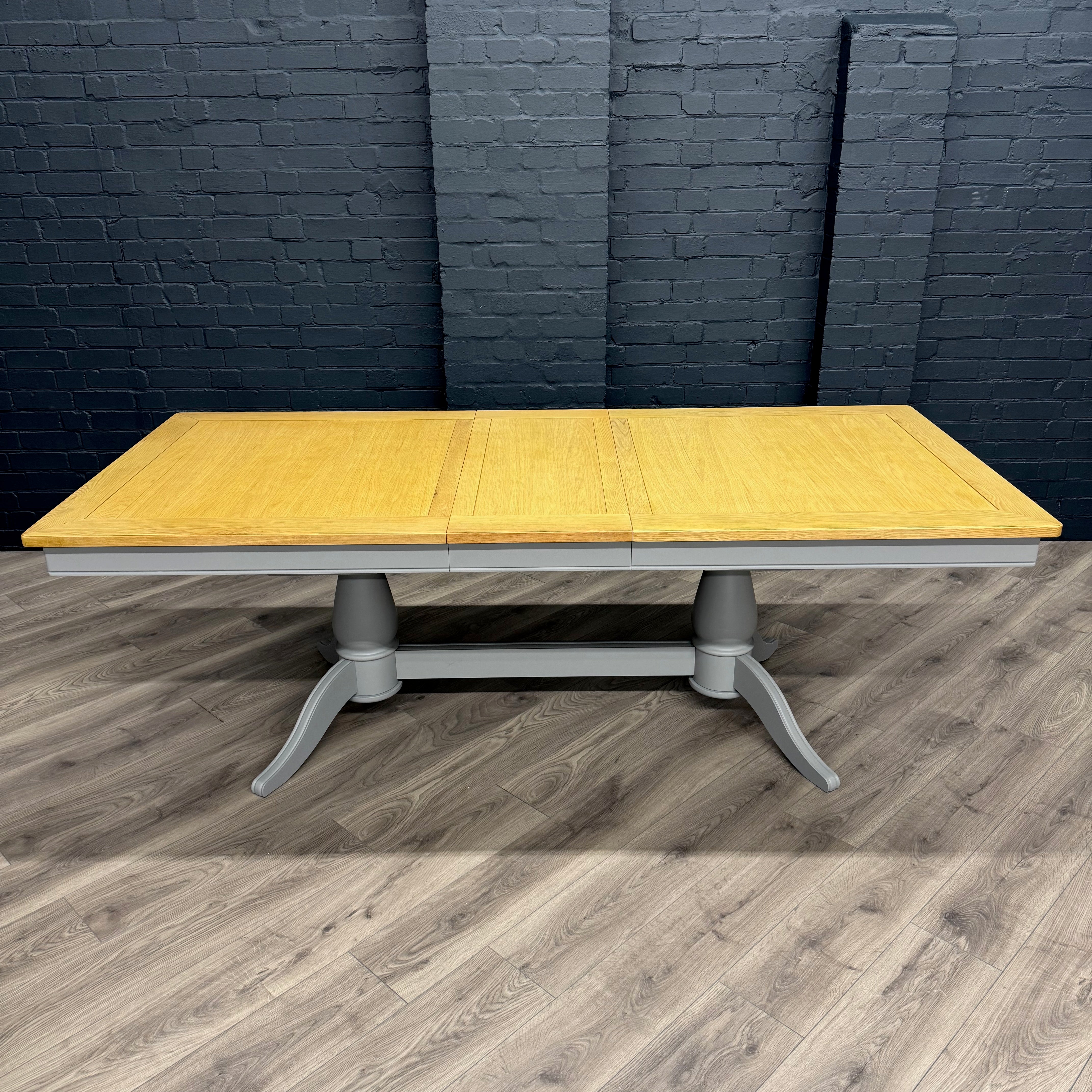 Harmony Twin Pedestal Ext Dining Table 180 to 220 - Pewter