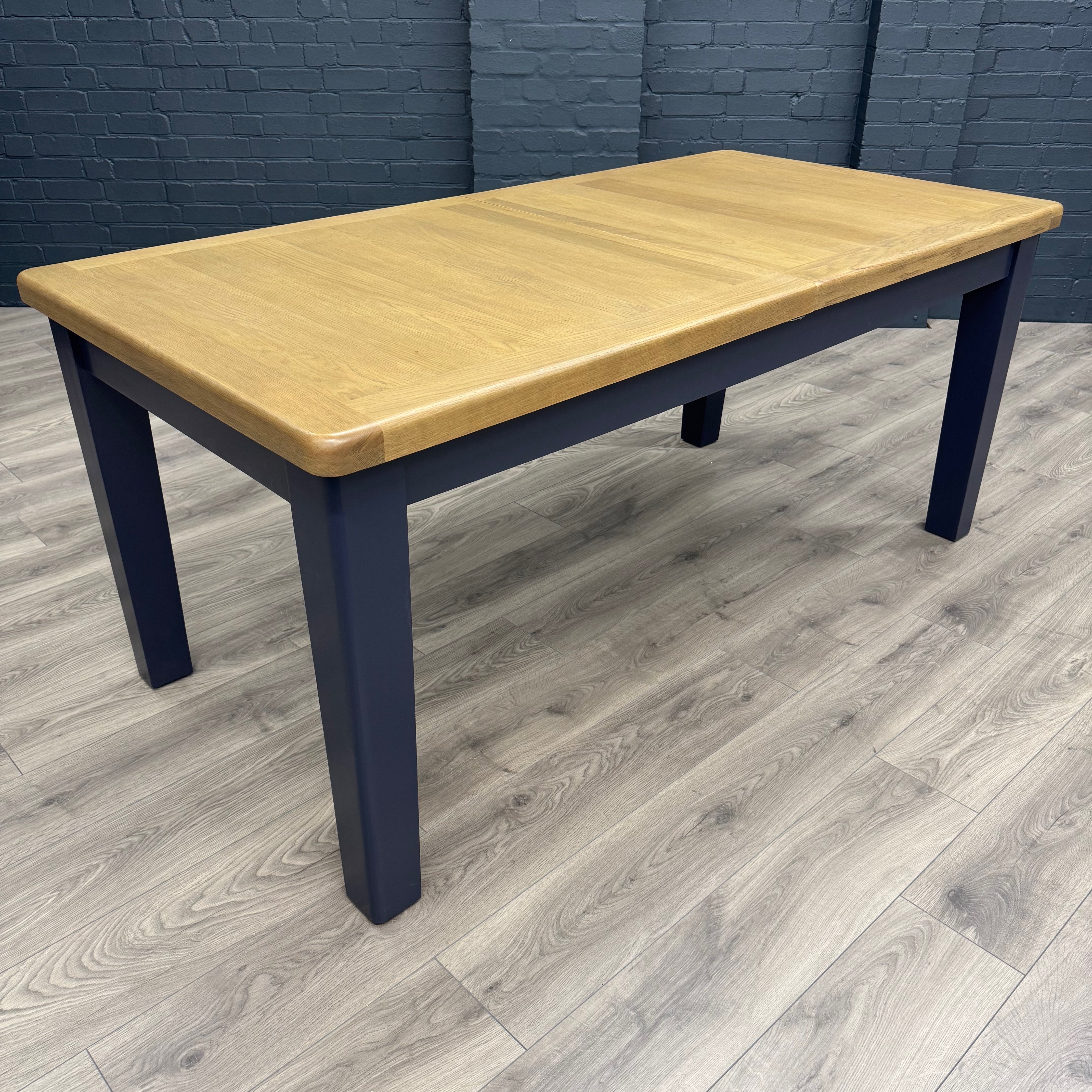 Norfolk Oak & Blue Painted Dining Table - 1.8m Butterfly Extending Table