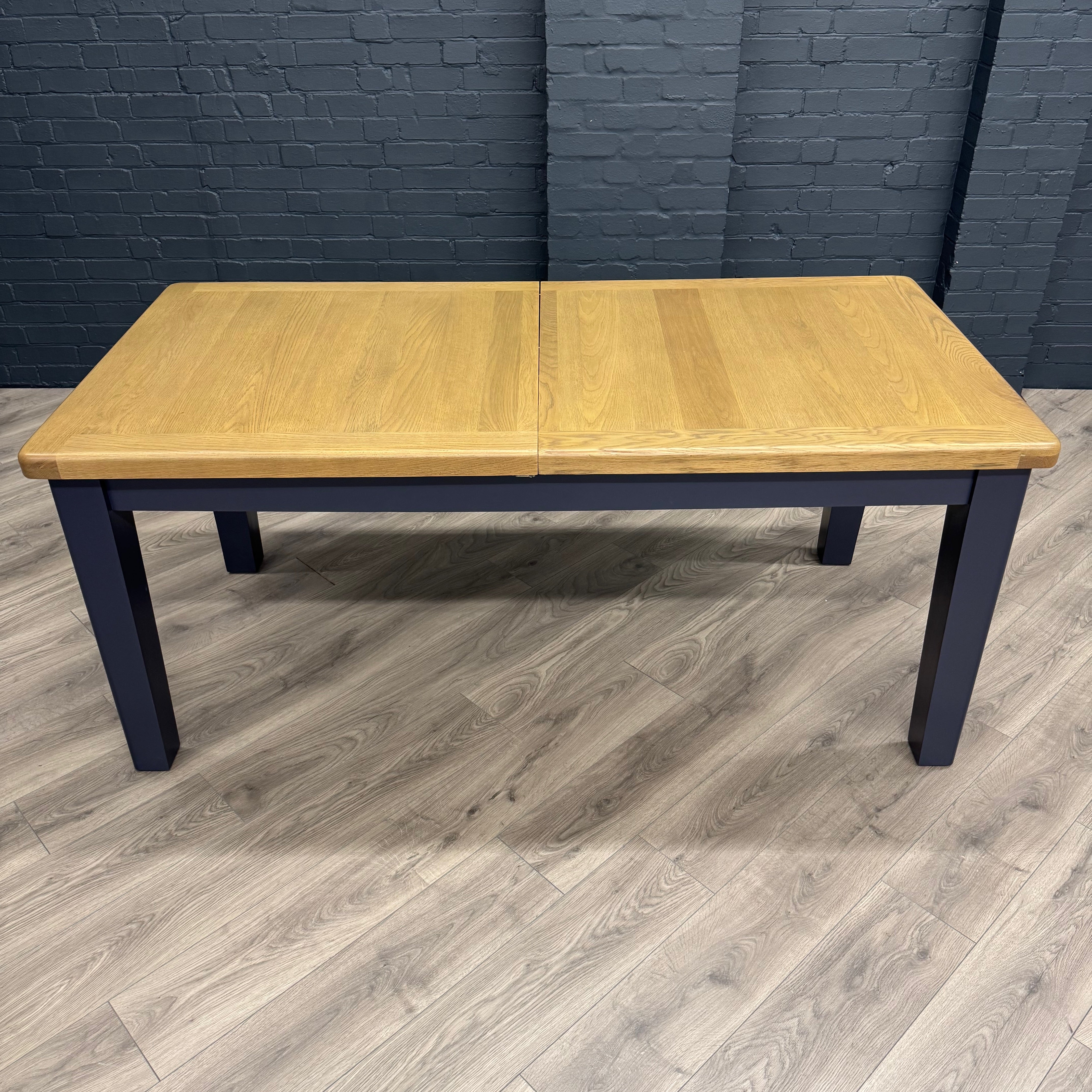 Norfolk Oak & Blue Painted Dining Table - 1.8m Butterfly Extending Table