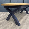 Norfolk Oak & Blue Painted - Extending Dining Table - 2.25m Oval Butterfly