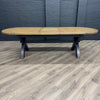 Norfolk Oak & Blue Painted - Extending Dining Table - 2.25m Oval Butterfly