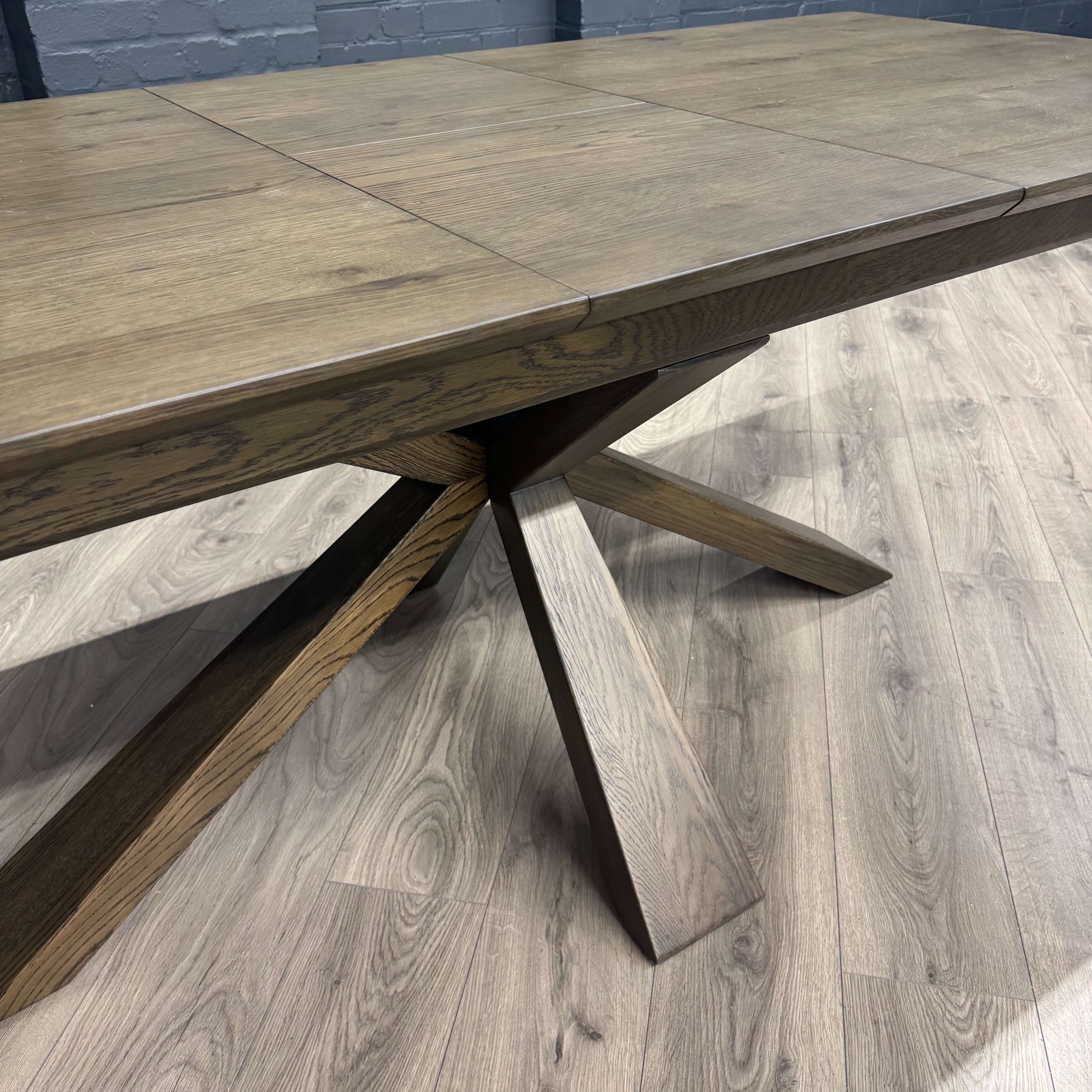 Stamford Oak Dining Table with Cross Leg Wooden Base - 160cm Extending Table