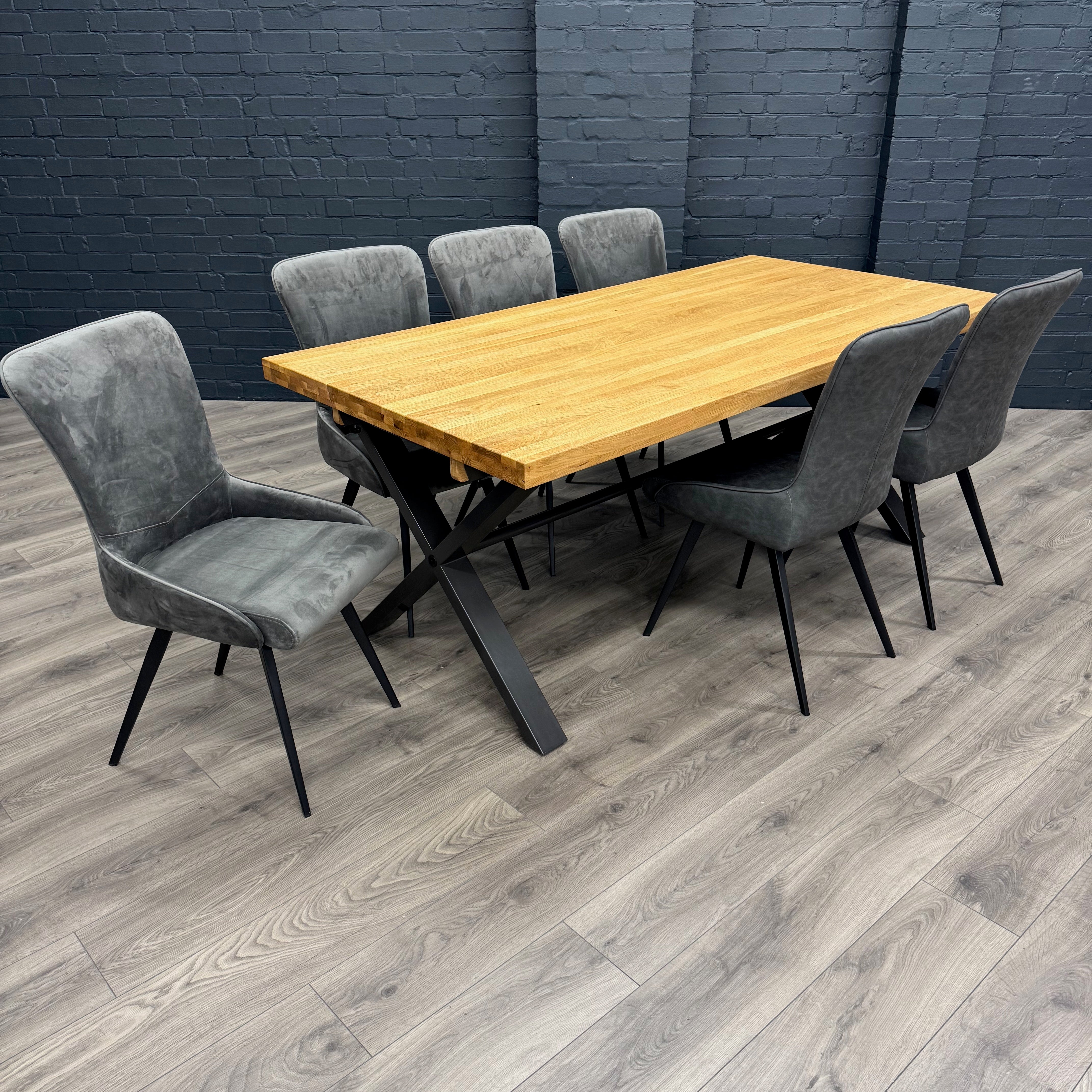 Fusion Oak Large Dining Table PLUS X6 Austin Dining Chairs
