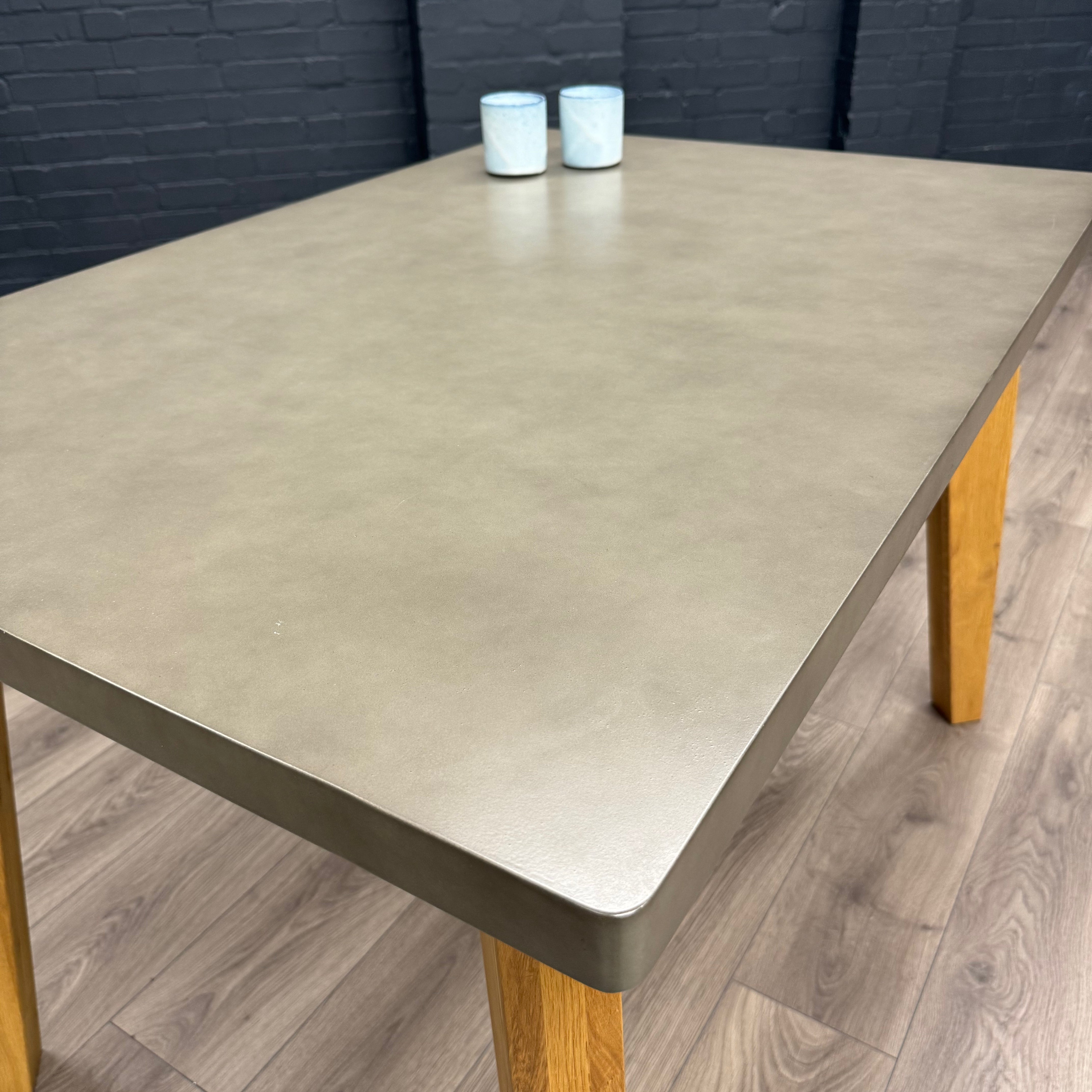 Solid Oak & Concrete - 1.2m Table, PLUS 4x Luxury Blue Chairs