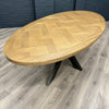 Havana Industrial Oak - 2m Oval Table, PLUS 6x Blue Velvet Chairs