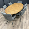 Havana Industrial Oak - 2m Oval Table, PLUS 6x Dark Grey Velvet Chairs