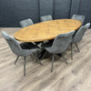 Havana Industrial Oak - 2m Oval Table, PLUS 6x Dark Grey Velvet Chairs