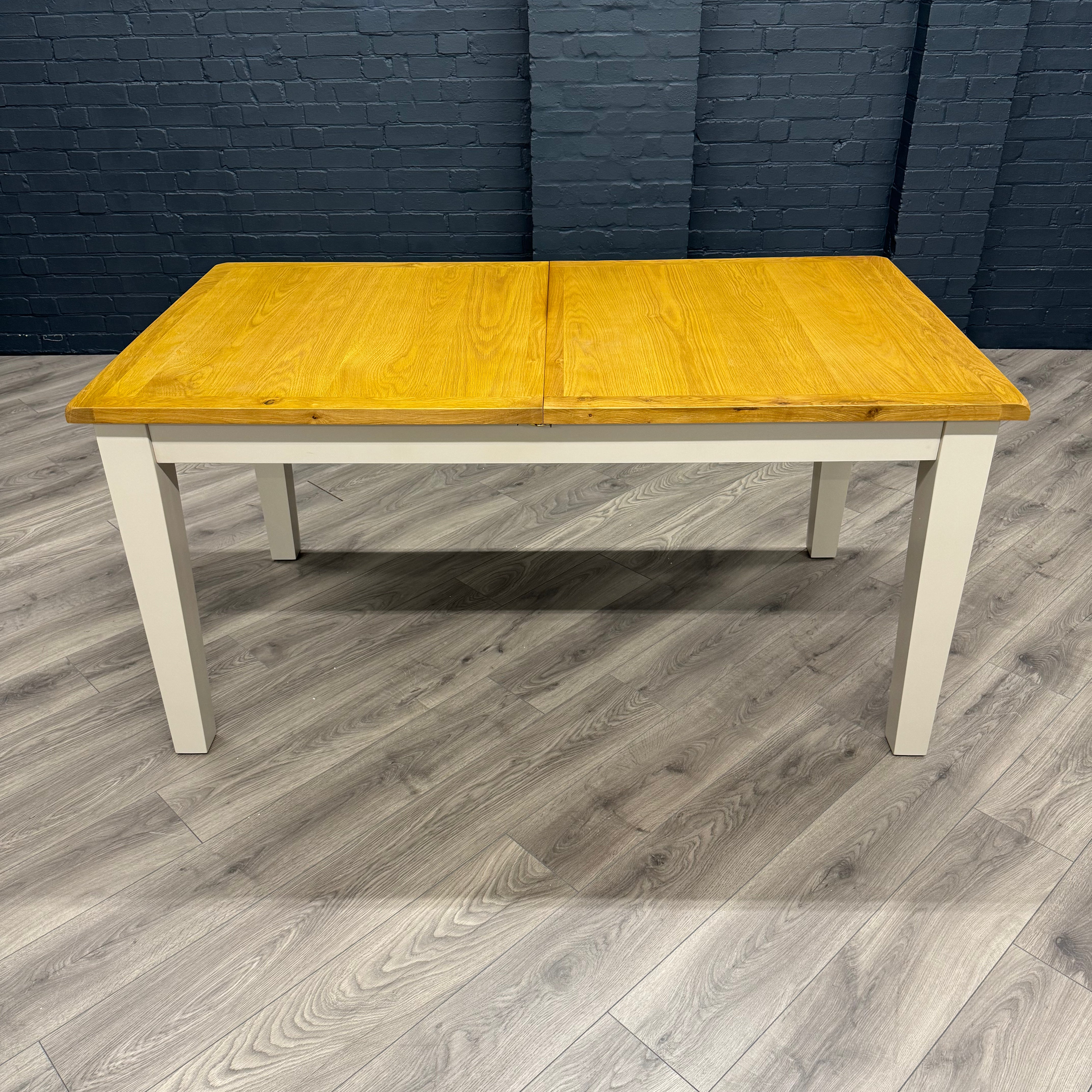 Chester White Painted & Oak, 1.6m Extending Dining Table PLUS 4x Imperia Dining Chairs