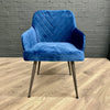 Retro Carver Wide Dining Chair - Blue Velvet