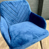 Retro Carver Wide Dining Chair - Blue Velvet