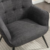 Katelyn Accent Chair with Stool - Charcoal Grey