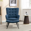 Katelyn Accent Chair with Stool - Denim Blue
