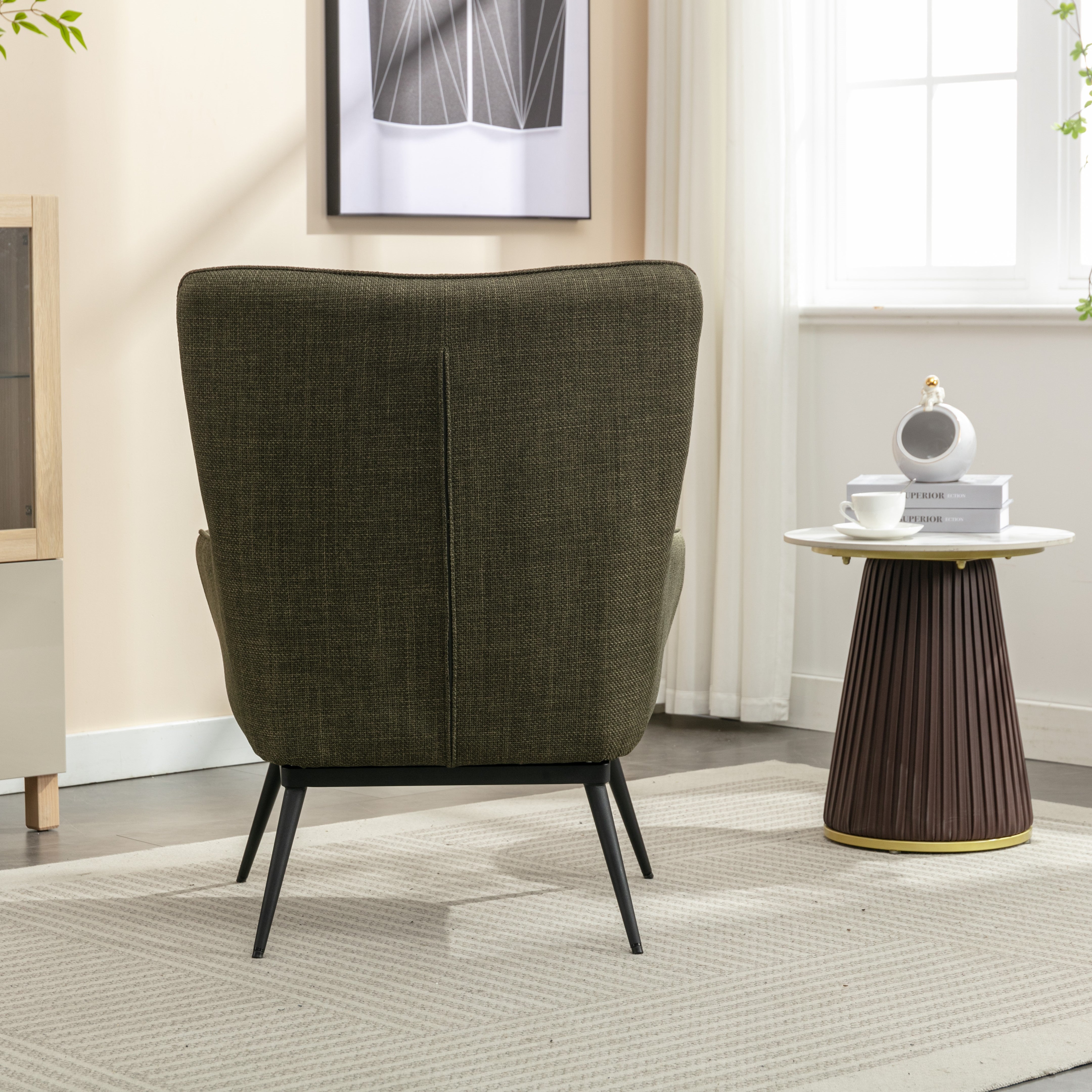 Katelyn Accent Chair with Stool - Moss Green