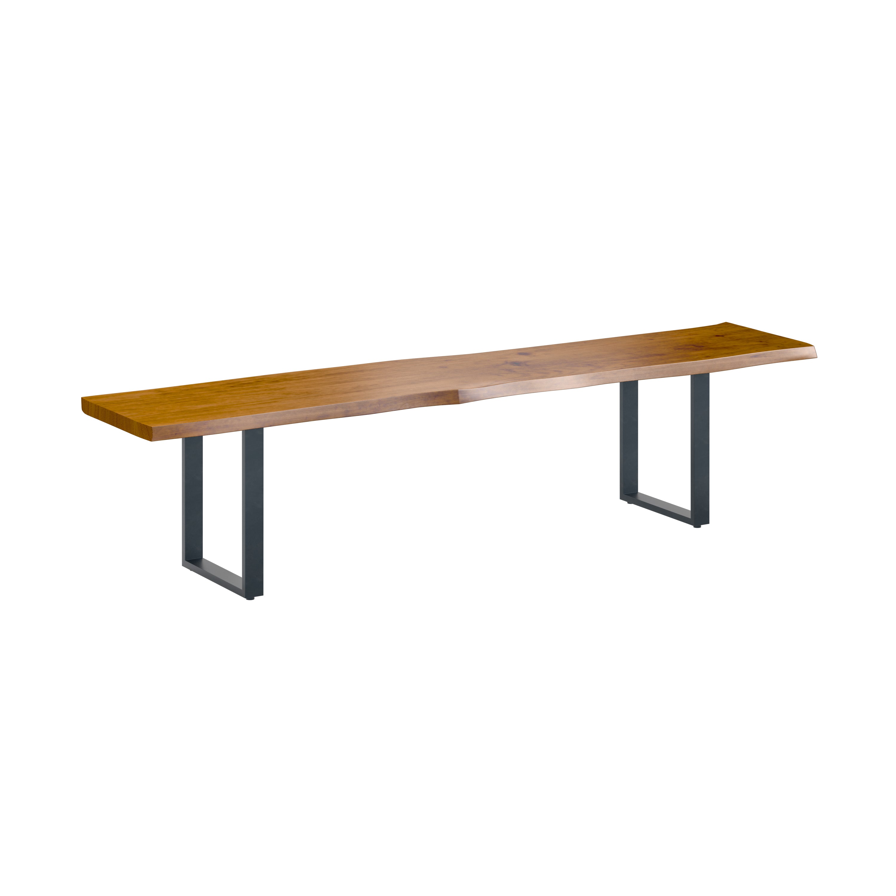 Live Edge 2m Dining Bench with U Shaped Legs - Russet
