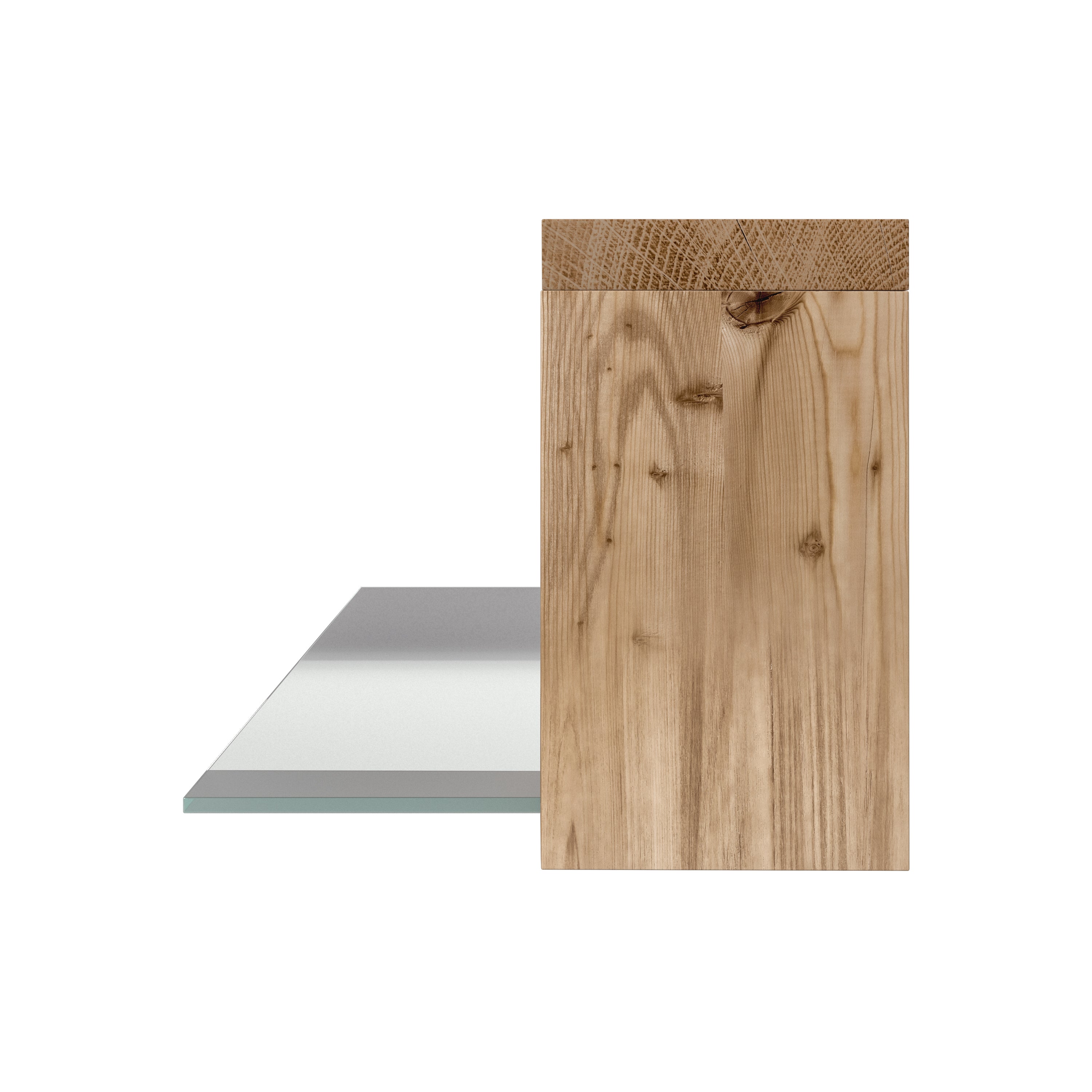 Live Edge Wall Shelf with LED Light - Natural