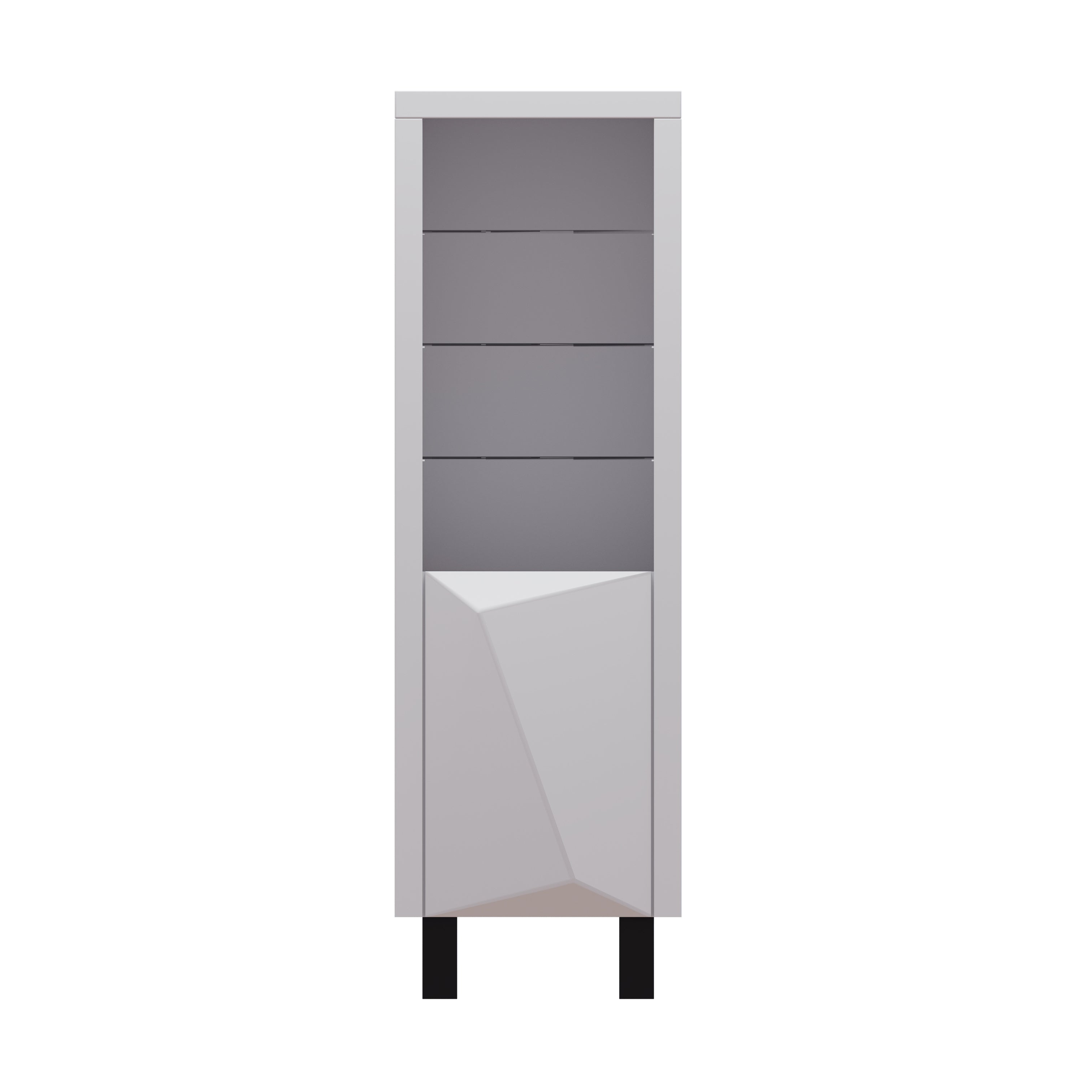 Mint Collection - Tall Narrow Bookcase Display Cabinet - Gloss Grey