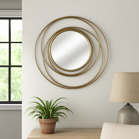 Mirror Collection Satin Gold Iron Framed Mirror - MIR39