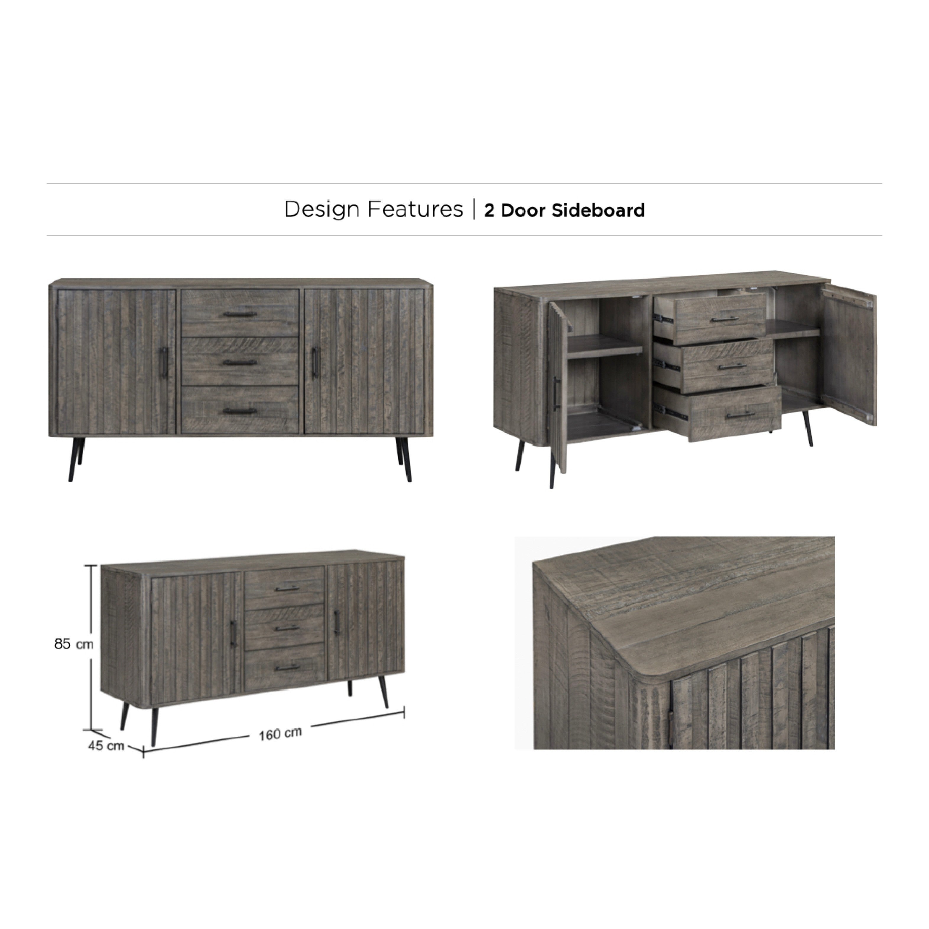 Monarch Sideboard - 2 Door, 3 Drawer