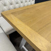 Montgomery Corner Dining Bench Set with Backs, PLUS Earlham Fixed Dining Table in Grey with Oak Top - Right Hand Facing
