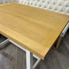 Montgomery Corner Dining Bench Set with Backs, PLUS Earlham Fixed Dining Table in White with Oak Top - Right Hand Facing