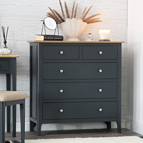 Rimini Oak & Charcoal Painted Chest - 2 over 3