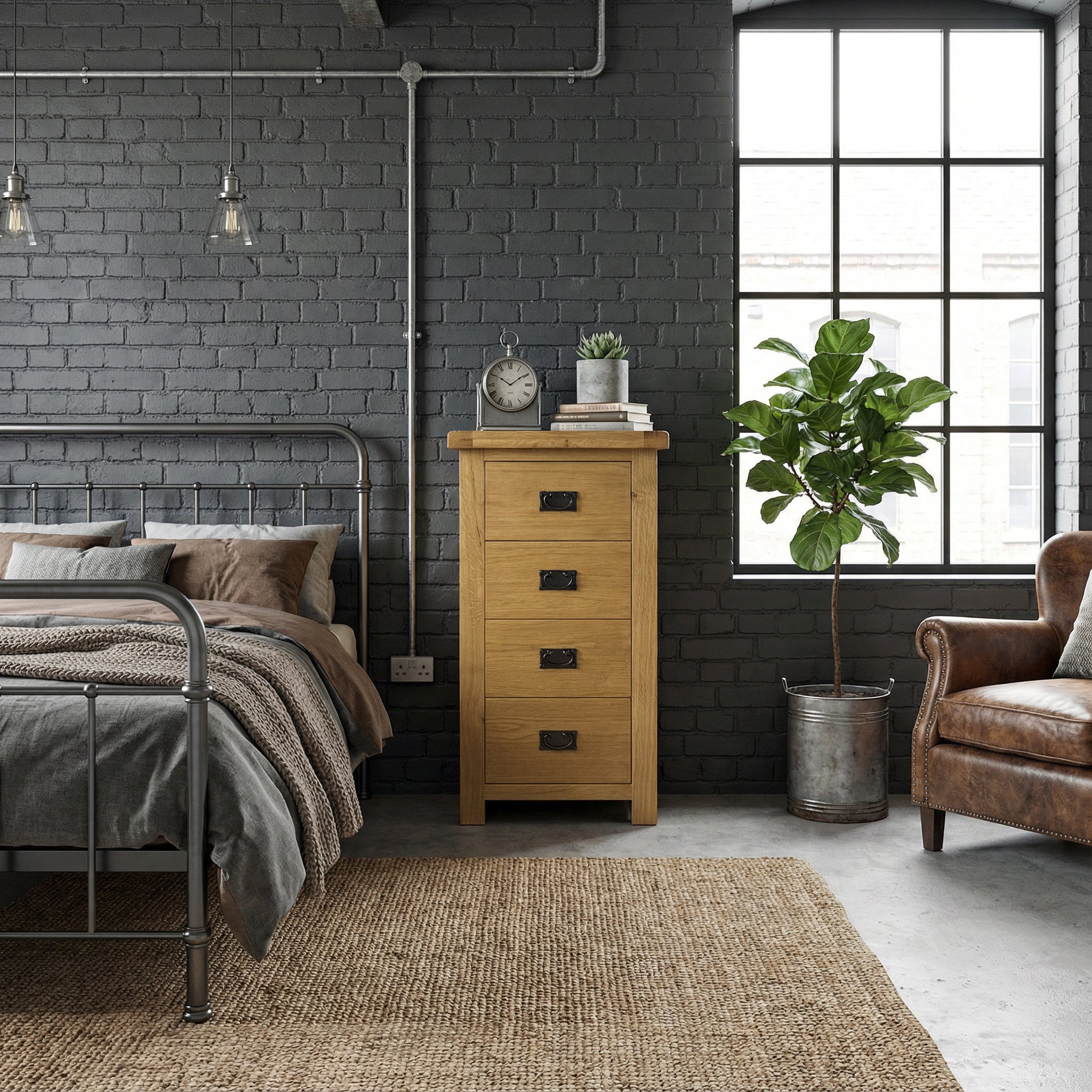 Oakdale Oak - 4 Drawer Narrow Chest