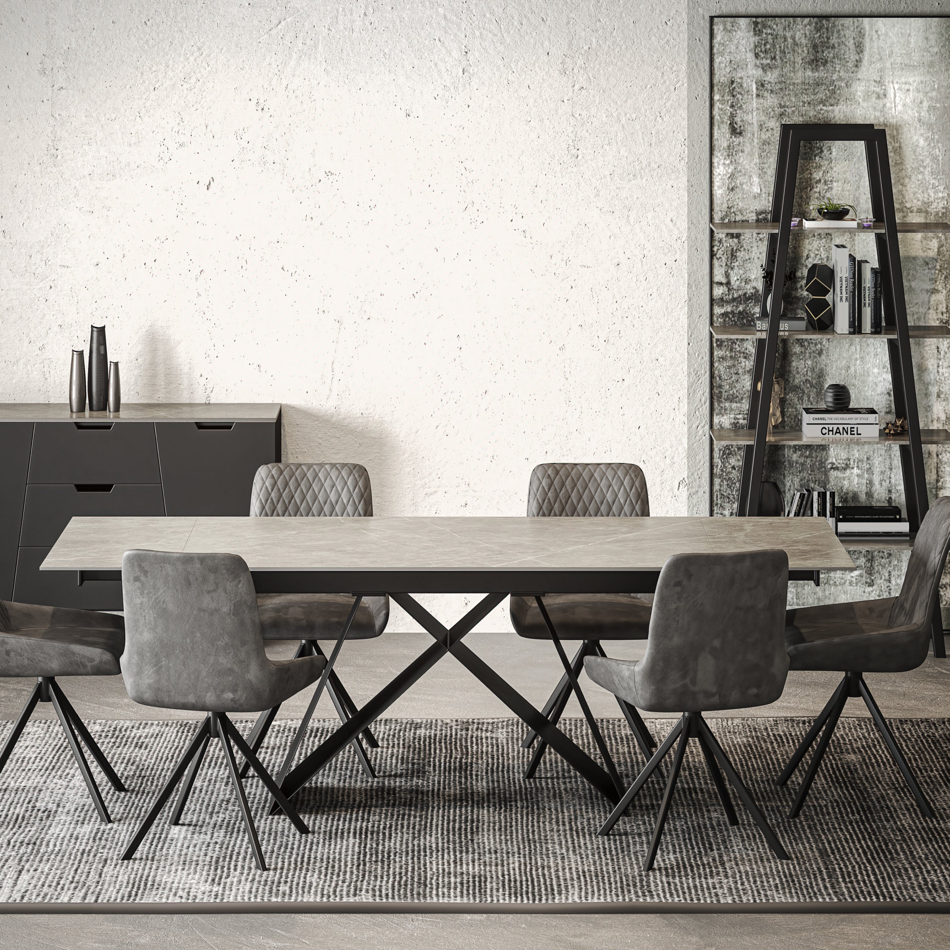 Omega Sintered Stone Dining Chair - Grey PU