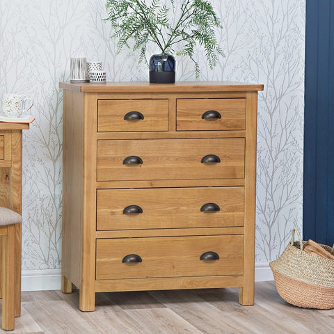 Oregon Oak Chest of Drawers - 2 Over 3 Chest