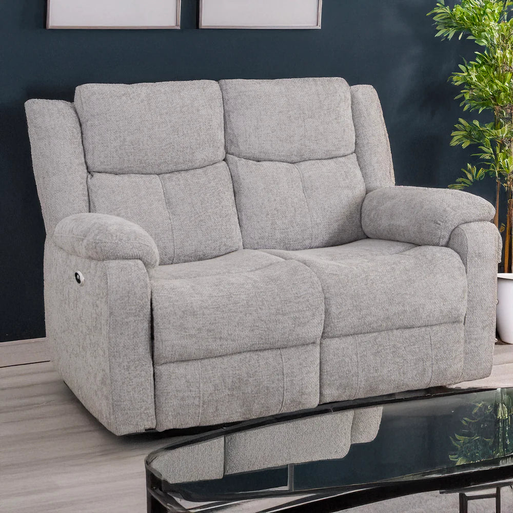 Rome 2 Seater Sofa - Electric Recliner - Silver