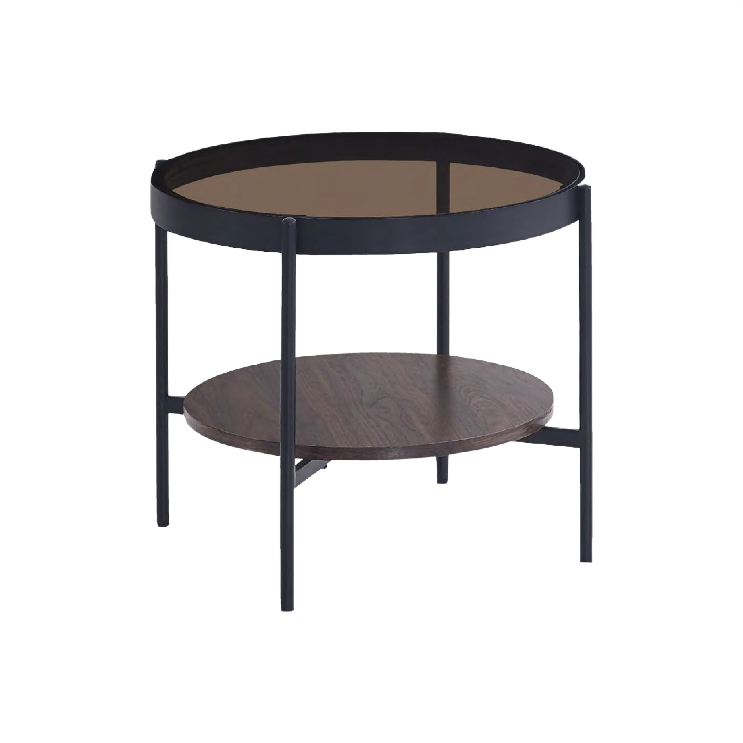 Soho Walnut & Glass - Round Coffee Table