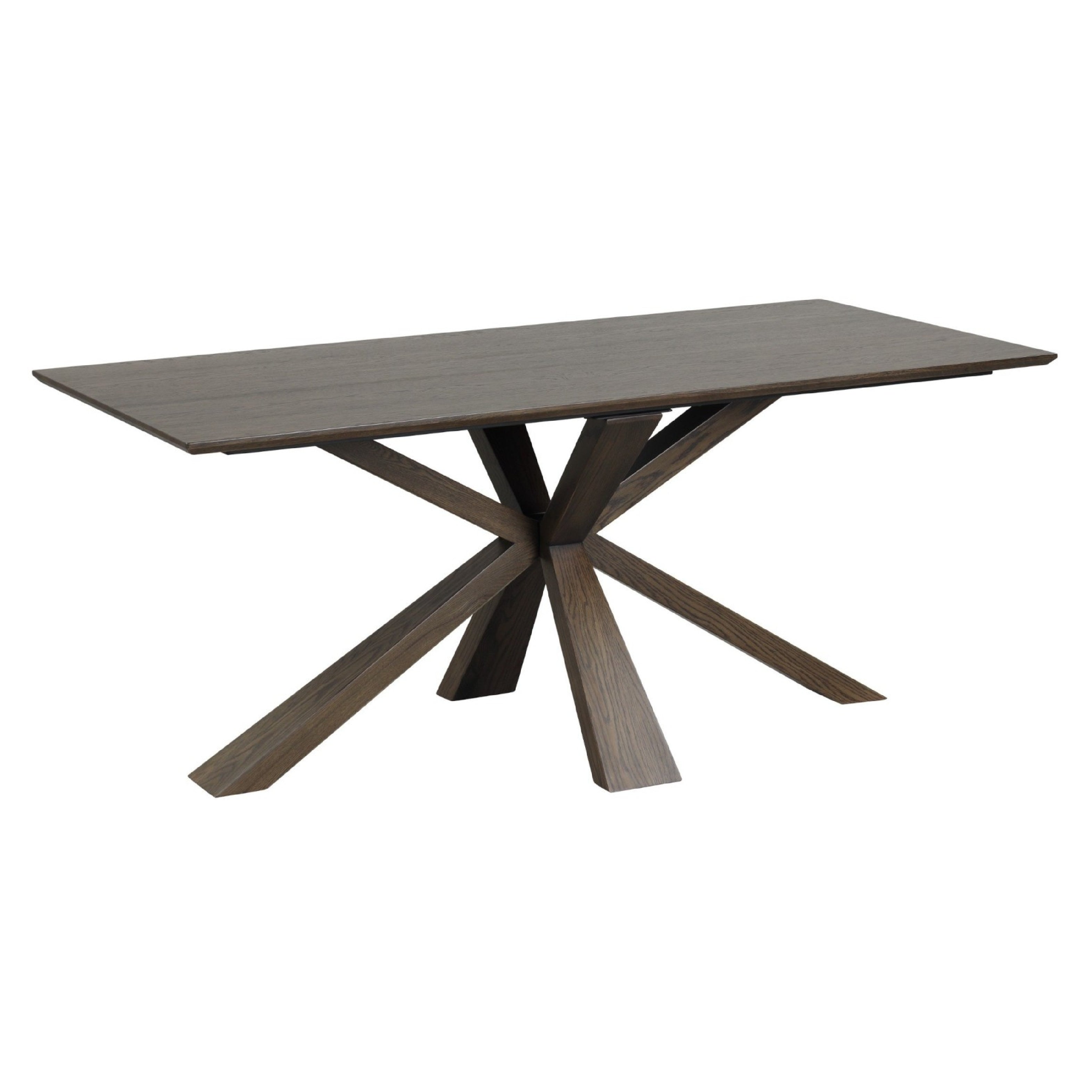 Stamford Dark Oak Dining Table with Wooden Cross Leg Base - 180cm Fixed Top