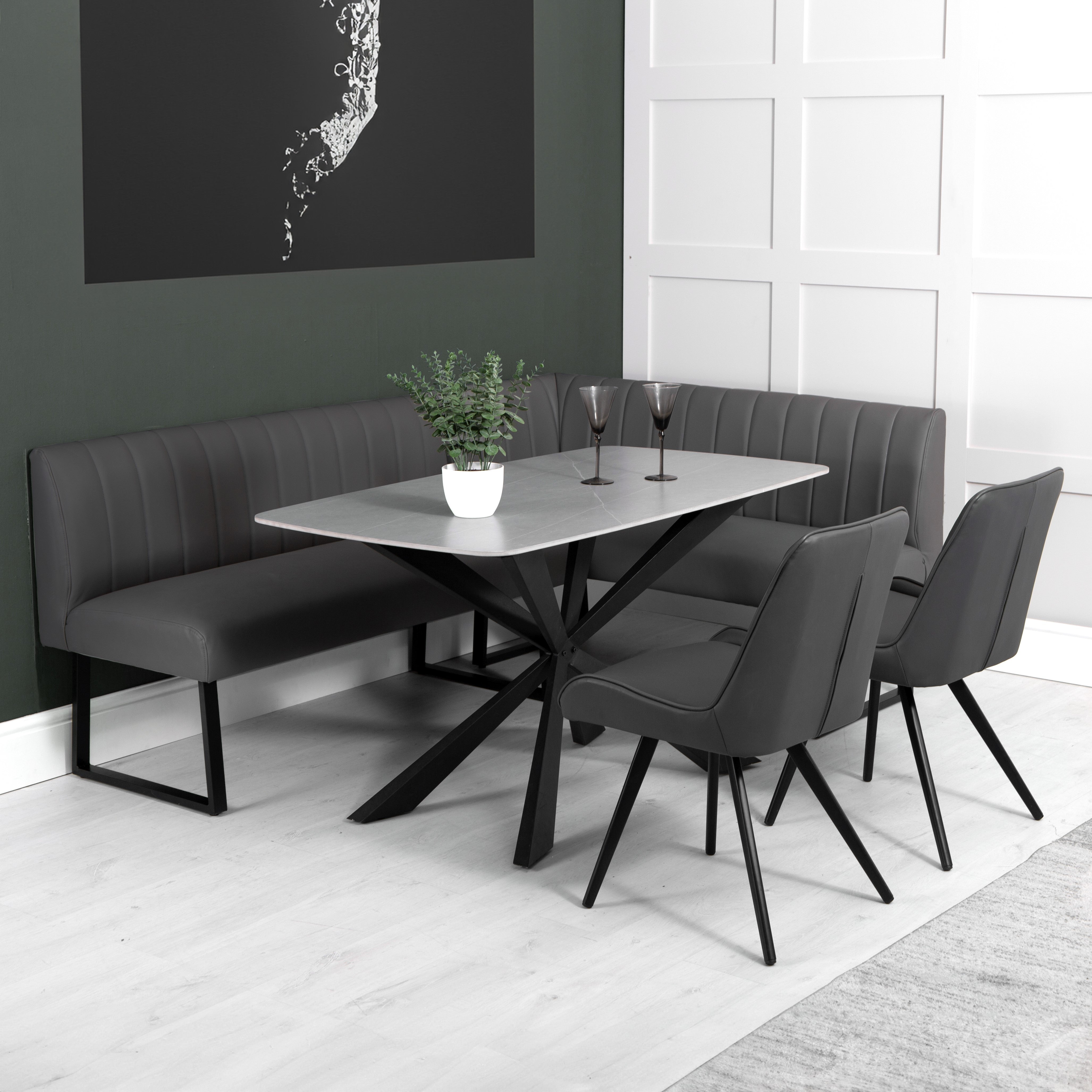 Otto Right Hand Corner Bench - Grey