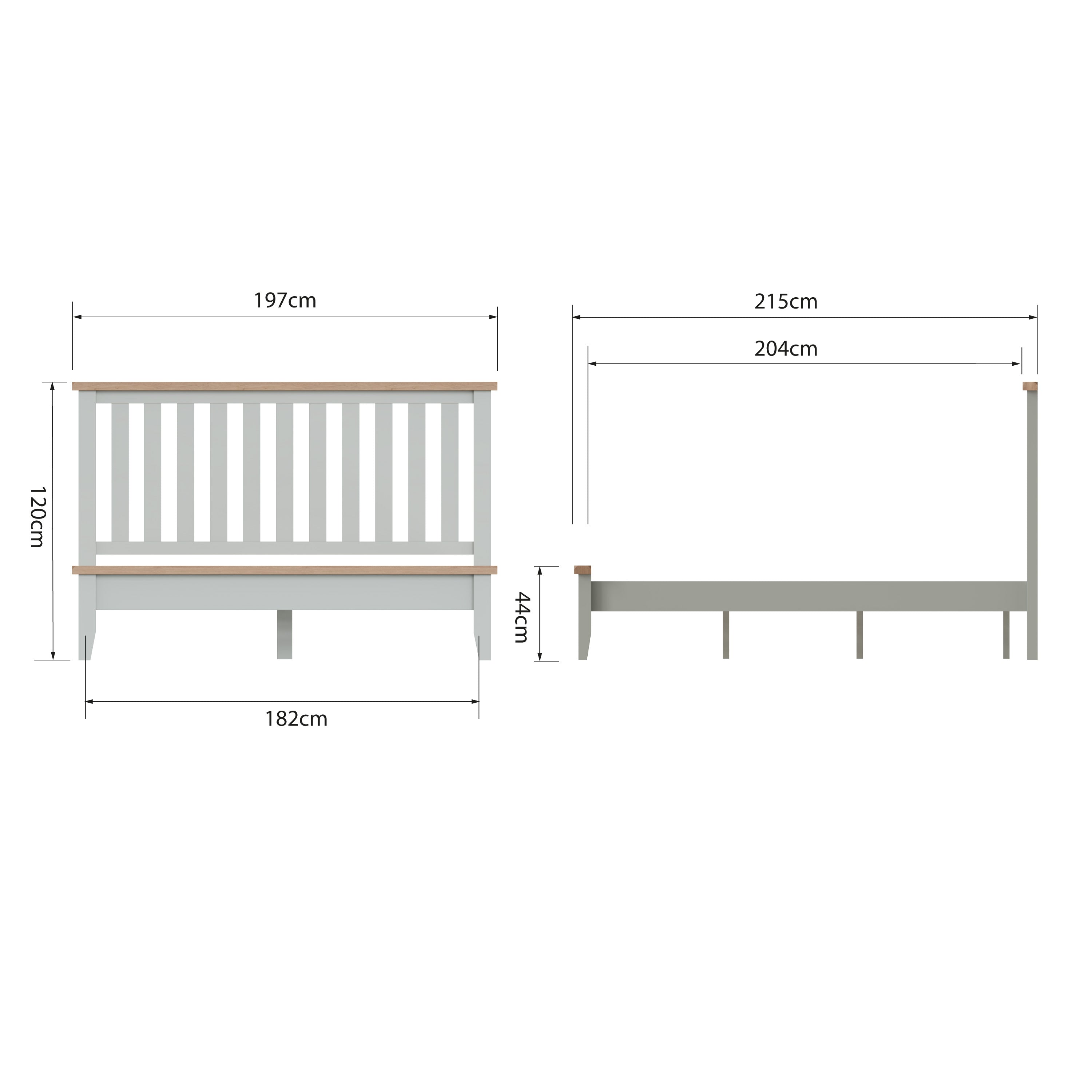 Cotswold Grey Painted & Oak Bed - 6ft