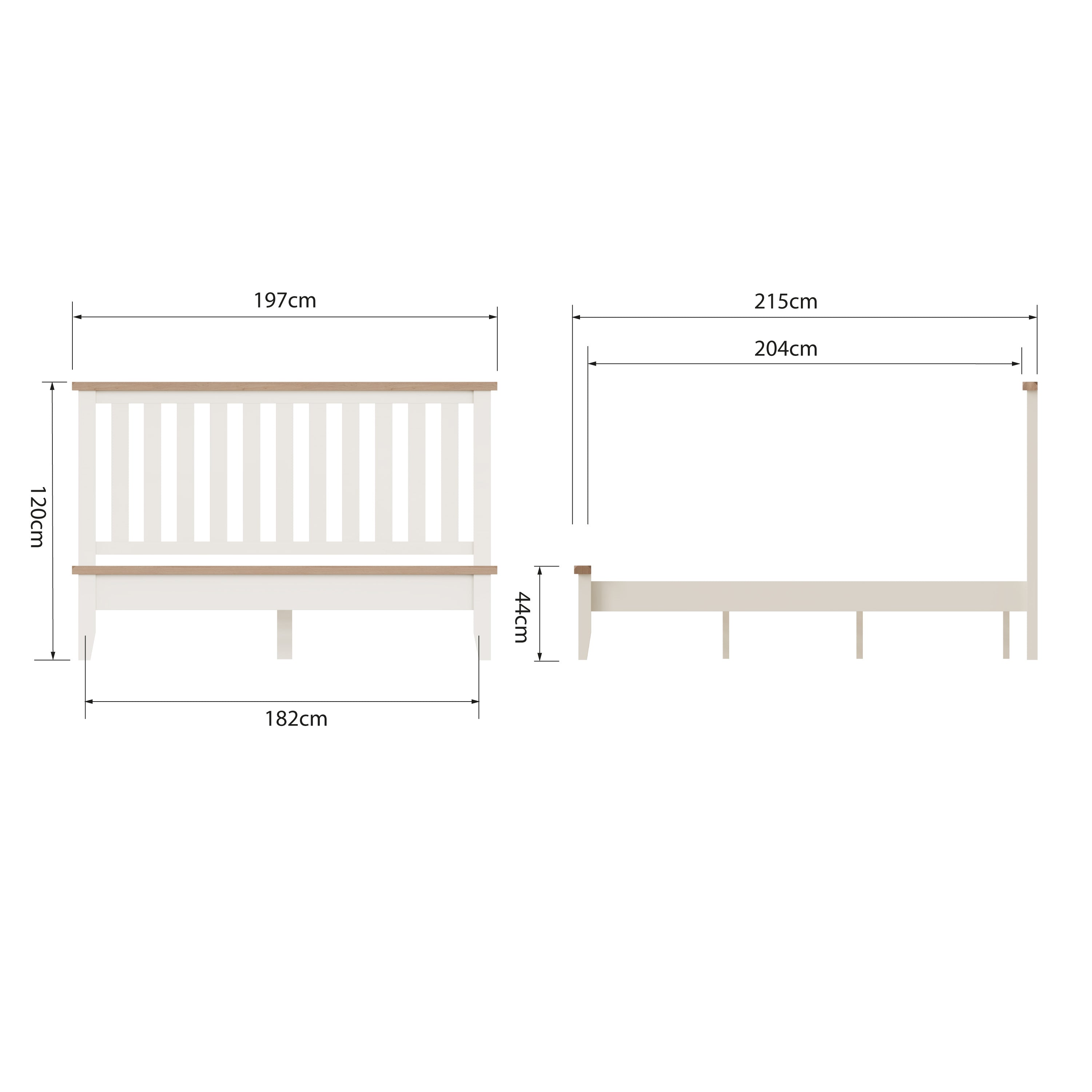 Cotswold White Painted & Oak Bed - 6ft