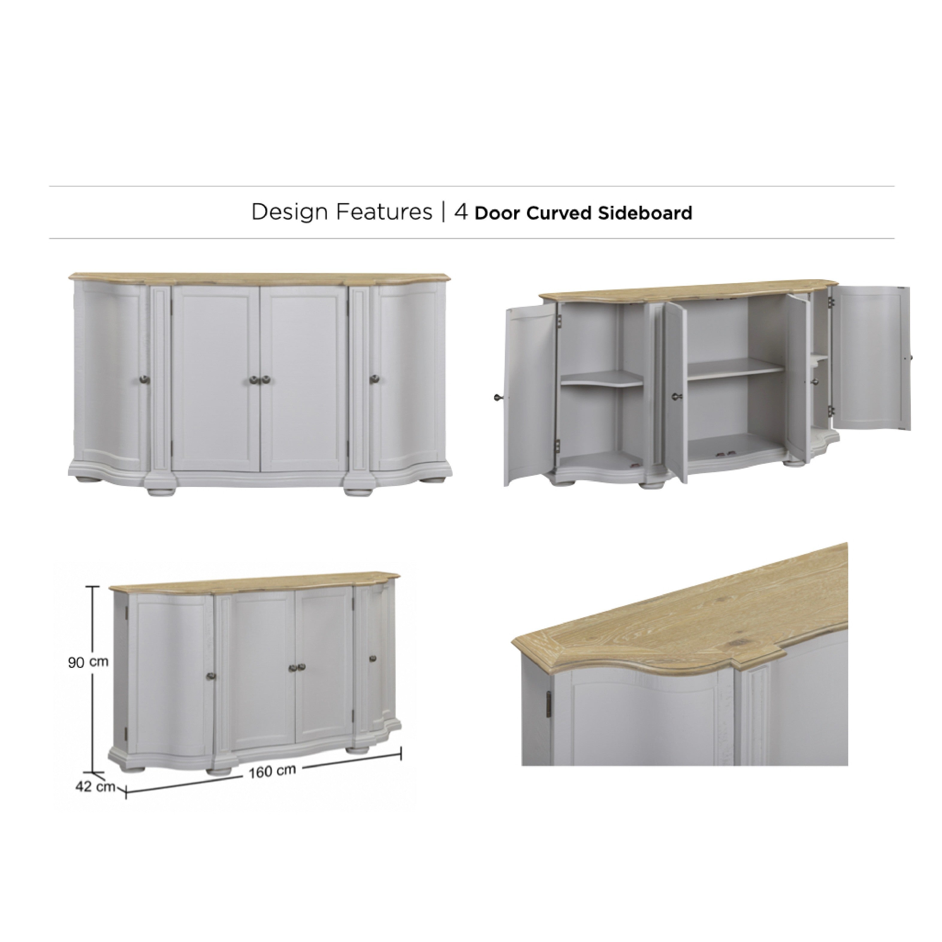 Toulouse Curved Sideboard - 4 Door