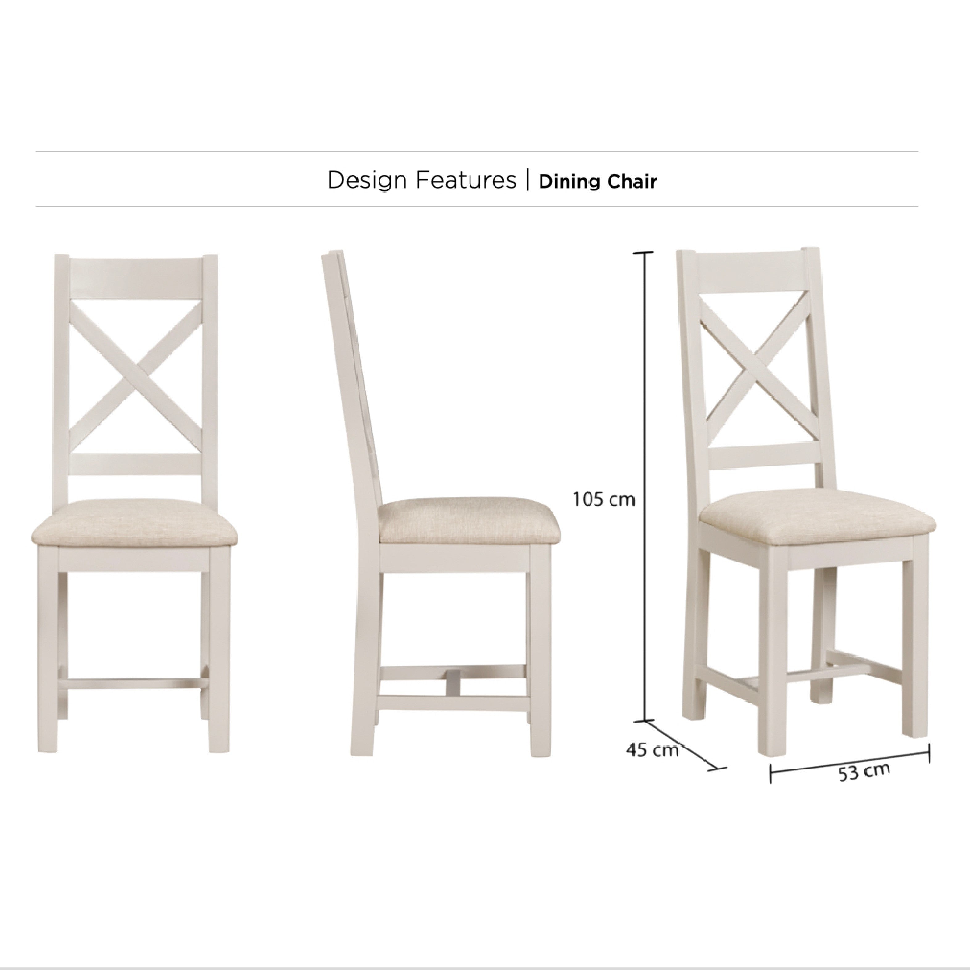 Windermere Oyster Grey Painted & Oak Dining Chair - Cross Back