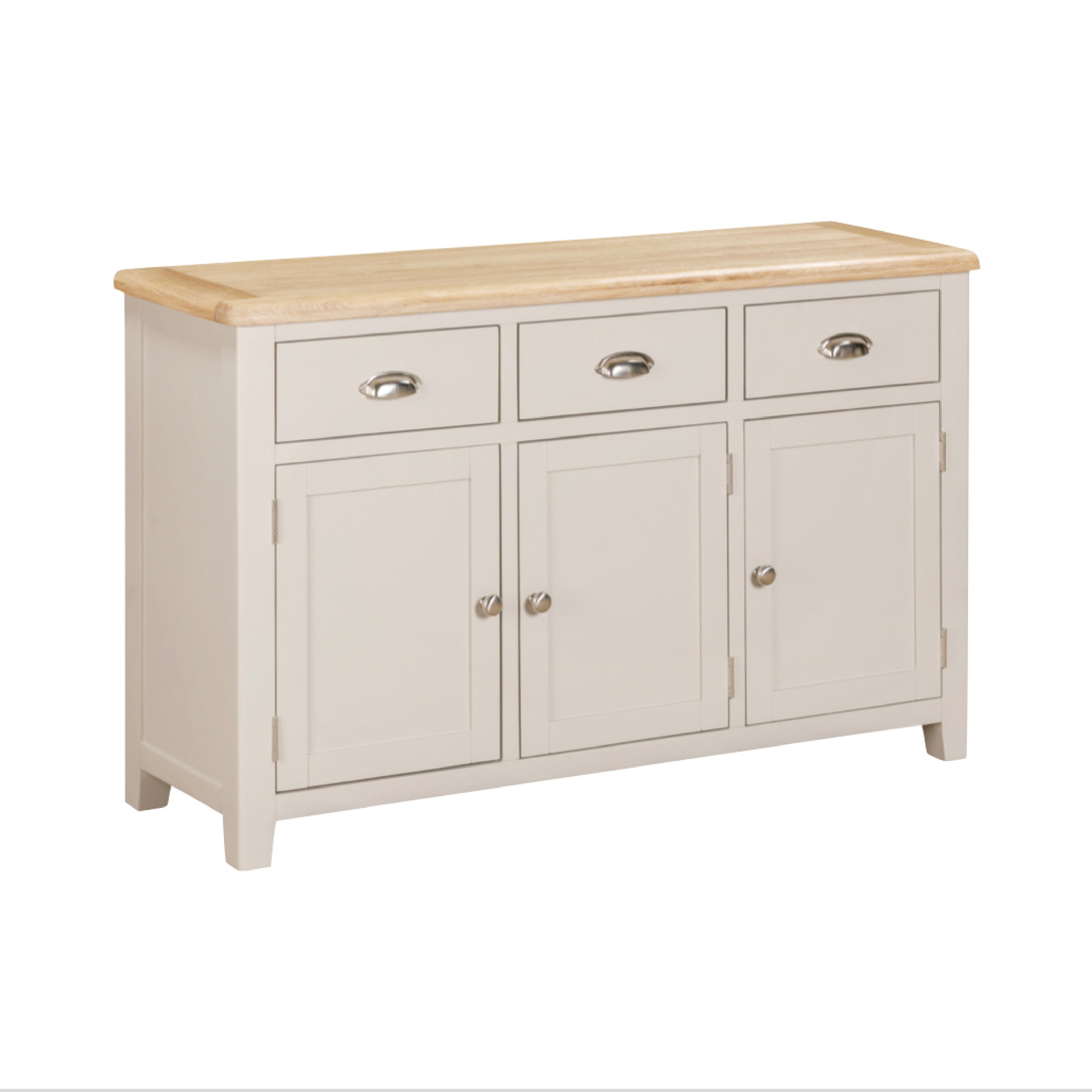 Windermere Oyster Grey Painted & Oak Sideboard - 3 Door